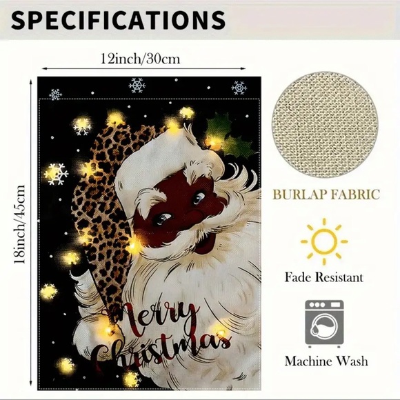 Garden Flag, Black Santa Claus, Size 12β x 18β, Double Sided, NEW - Picture 3 of 8